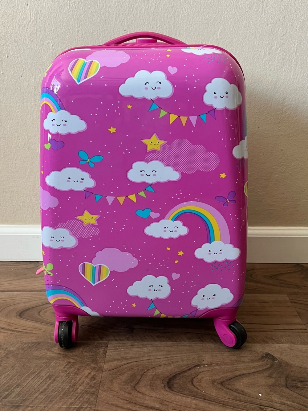 Spinner Suitcase Children's Pink Rainbow & Cloud Carry On